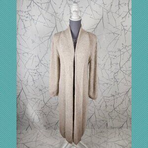 La Llama Beige Oatmeal 50% Alpaca Fisherman Knit Longline Cardigan